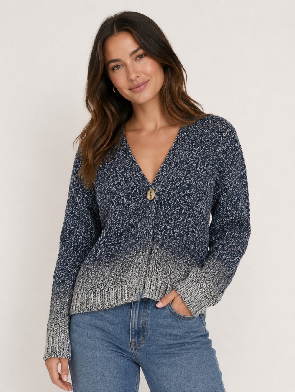 Coldwater Creek Silver Dipped Chunky Knit Cardigan Size Small 8 (Deadstock)